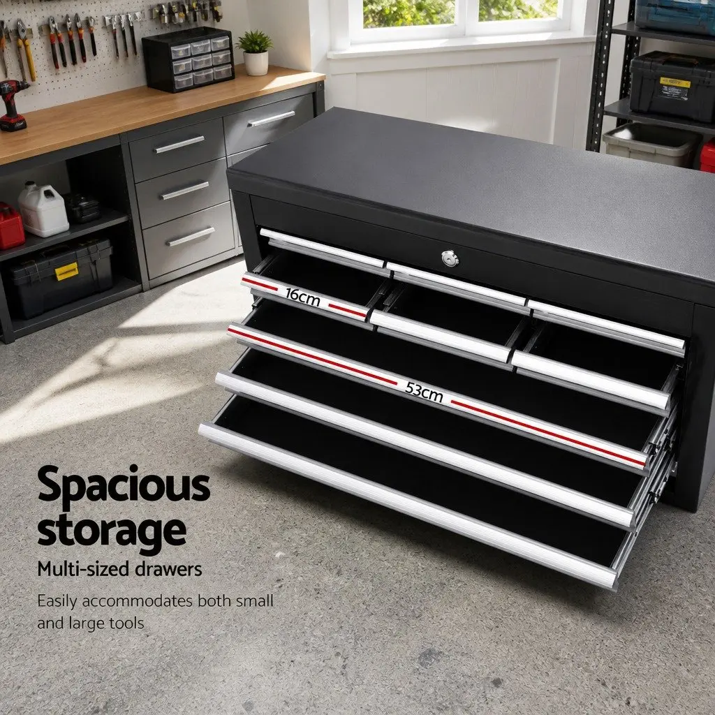 Tool Cabinet 10 Drawer Storage Organizer Black Grey 60cm x 26cm x 38cm