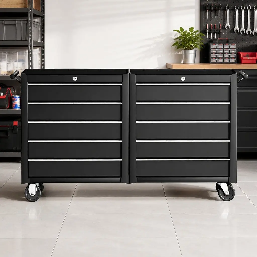 10-Drawer Black Tool Chest Trolley for Easy Access
