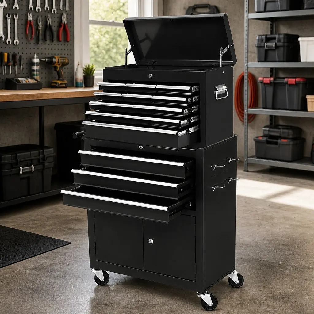 Tool Chest Trolley 12 Drawers Storage Cabinet Toolbox Organizer with Lockable