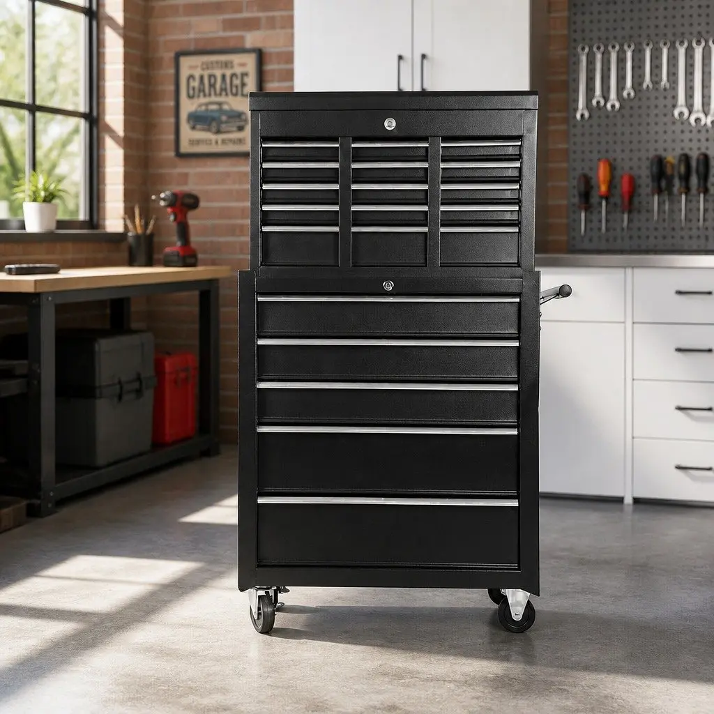 14 Drawer Tool Box Cabinet Chest Mechanic Garage Storage Trolley with Castors