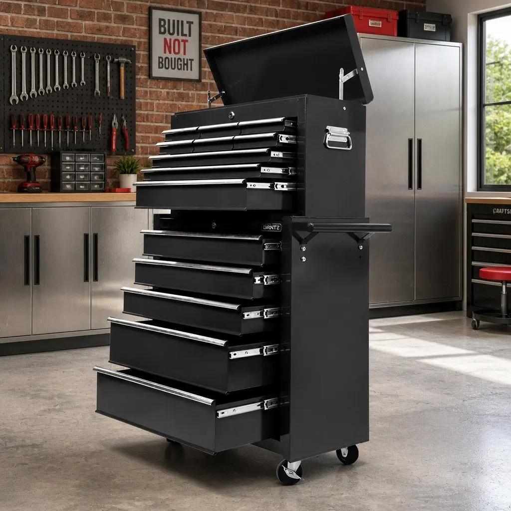 14 Drawer Tool Box Cabinet Chest Mechanic Garage Storage Trolley with Castors