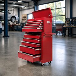 14 Drawer Tool Box Cabinet Storage Trolley Chest Mechanic Garage Workshop Red