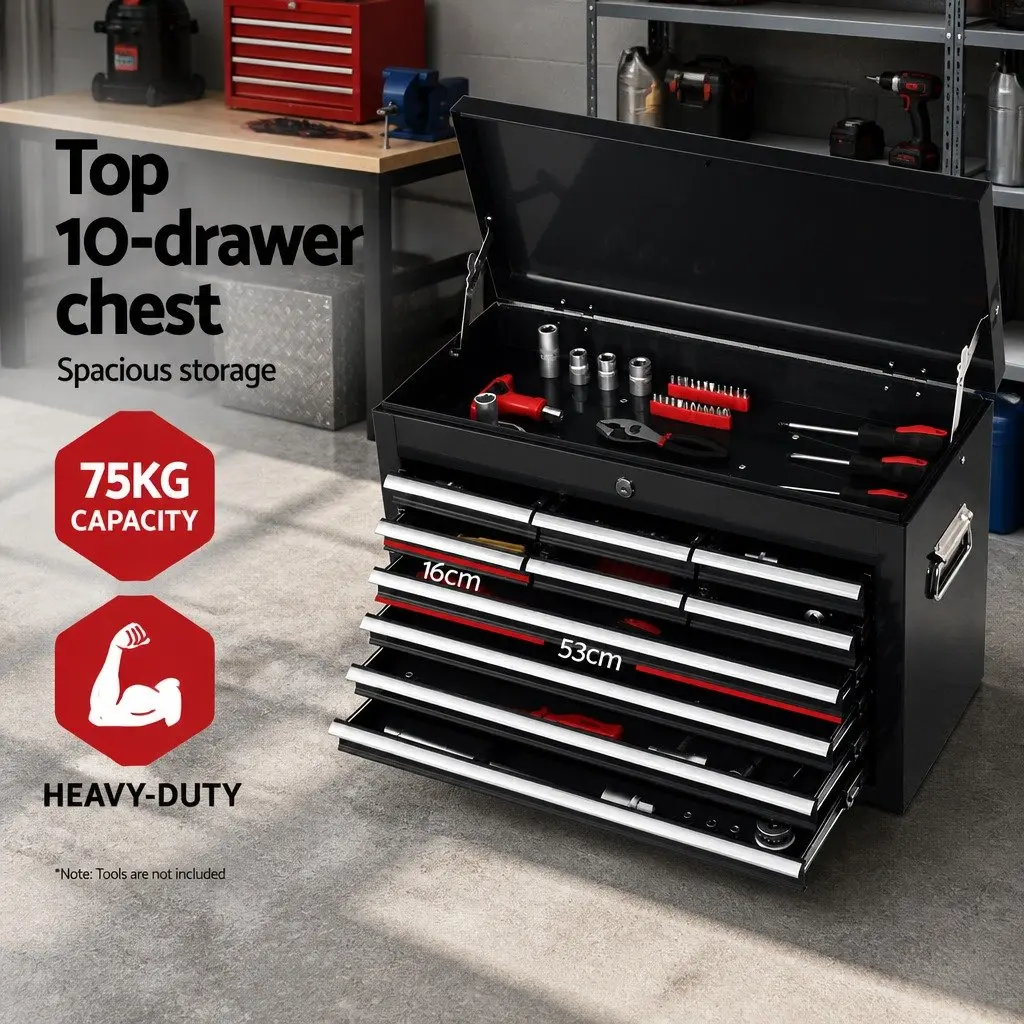 16 Drawer Tool Box Cabinet Chest Trolley Garage Storage Organizer with Castors