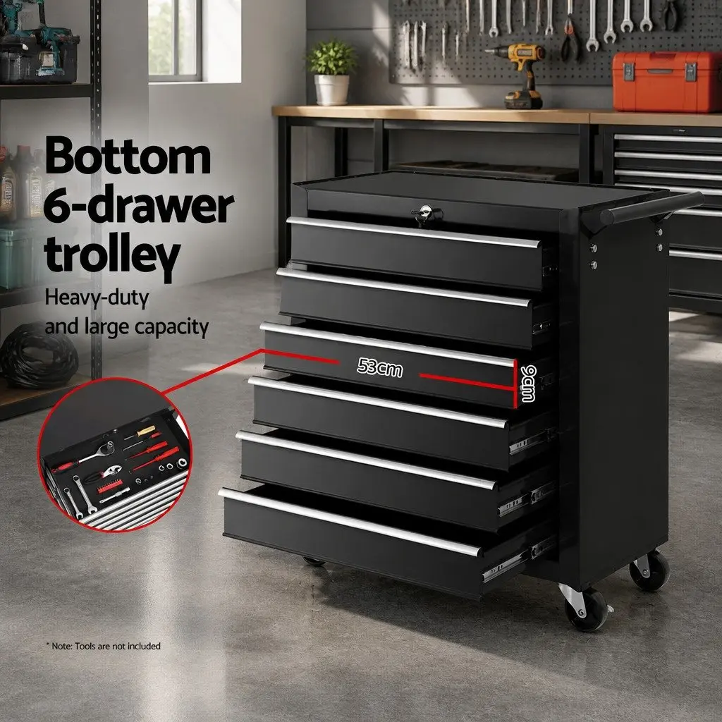 16 Drawer Tool Box Cabinet Chest Trolley Garage Storage Organizer with Castors