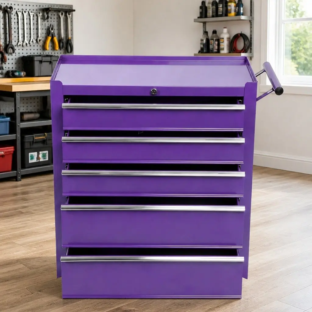 5 Drawer Tool Chest Trolley Cabinet Garage Storage Organiser Heavy Duty Mobile