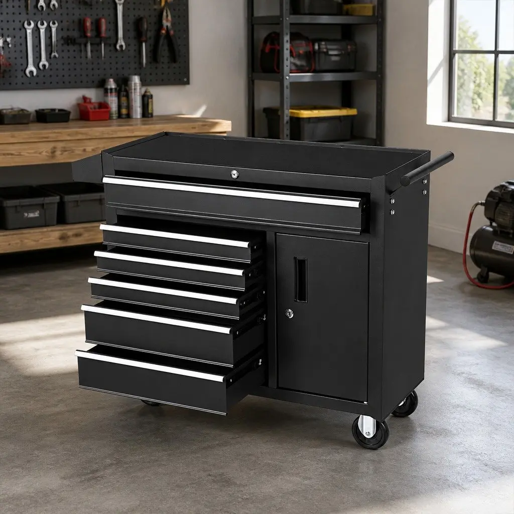 Tool Cabinet Storage Trolley with Six Drawers and Wheels 81.5cm x 33cm x 65cm