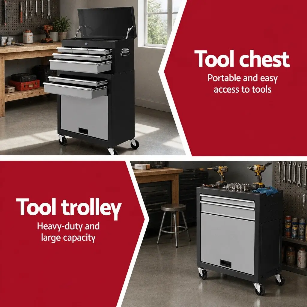 7 Drawer Tool Box Cabinet Chest Trolley Garage Storage Organizer Mobile Workshop