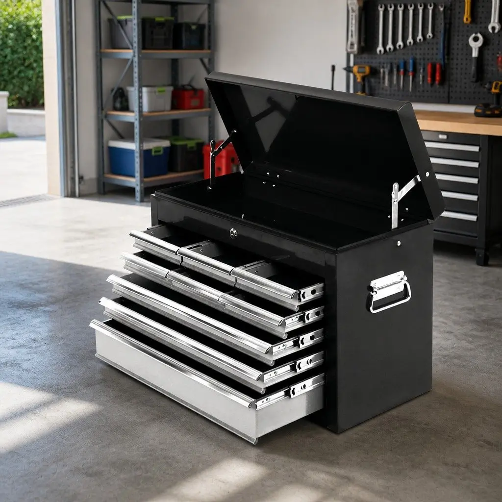 Tool Cabinet 9 Drawer Storage Organizer Steel Black Grey 60cm W x 26cm D x 38cm H