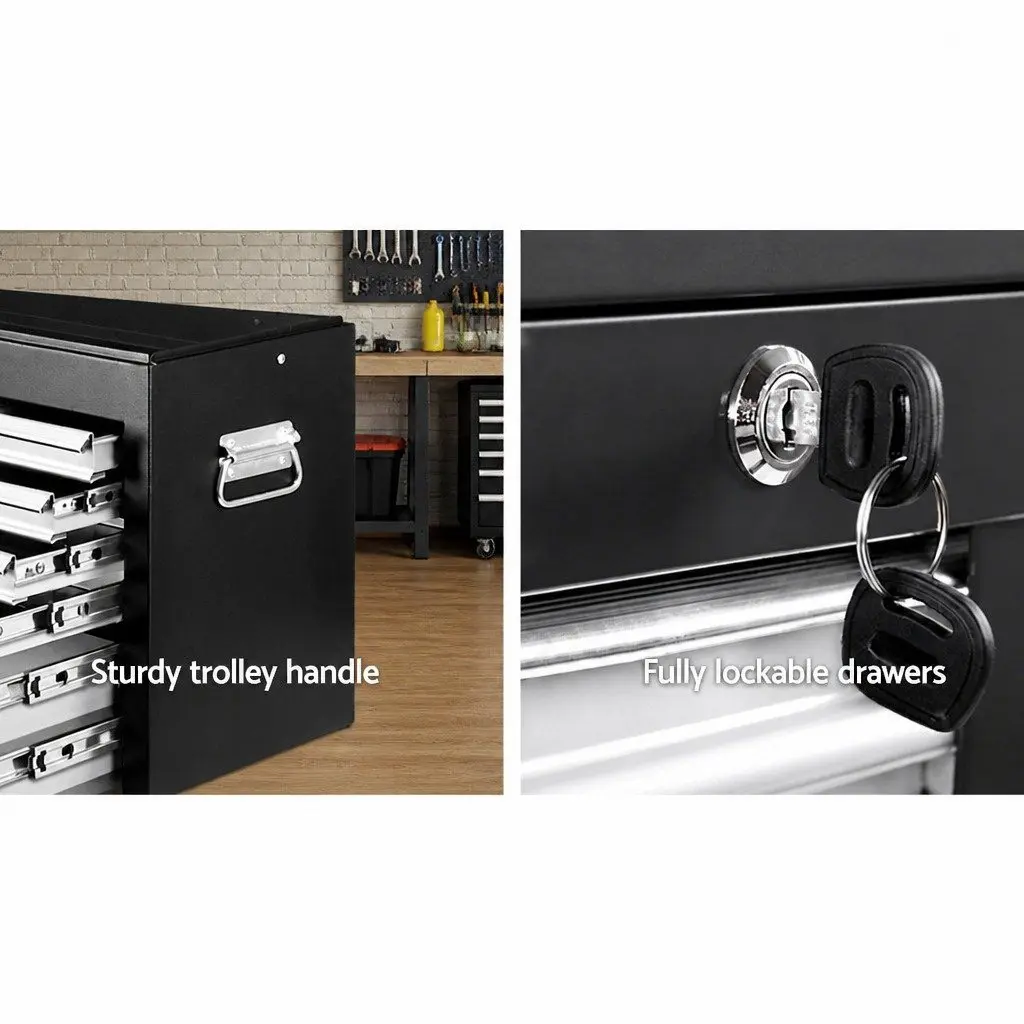 Tool Cabinet 9 Drawer Storage Organizer Steel Black Grey 60cm W x 26cm D x 38cm H
