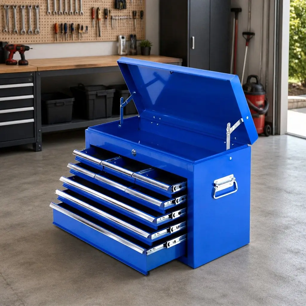 Tool Cabinet Multi-Drawer Storage Organizer 9 Drawer Blue Steel 60cm W x 26cm D x 38cm H