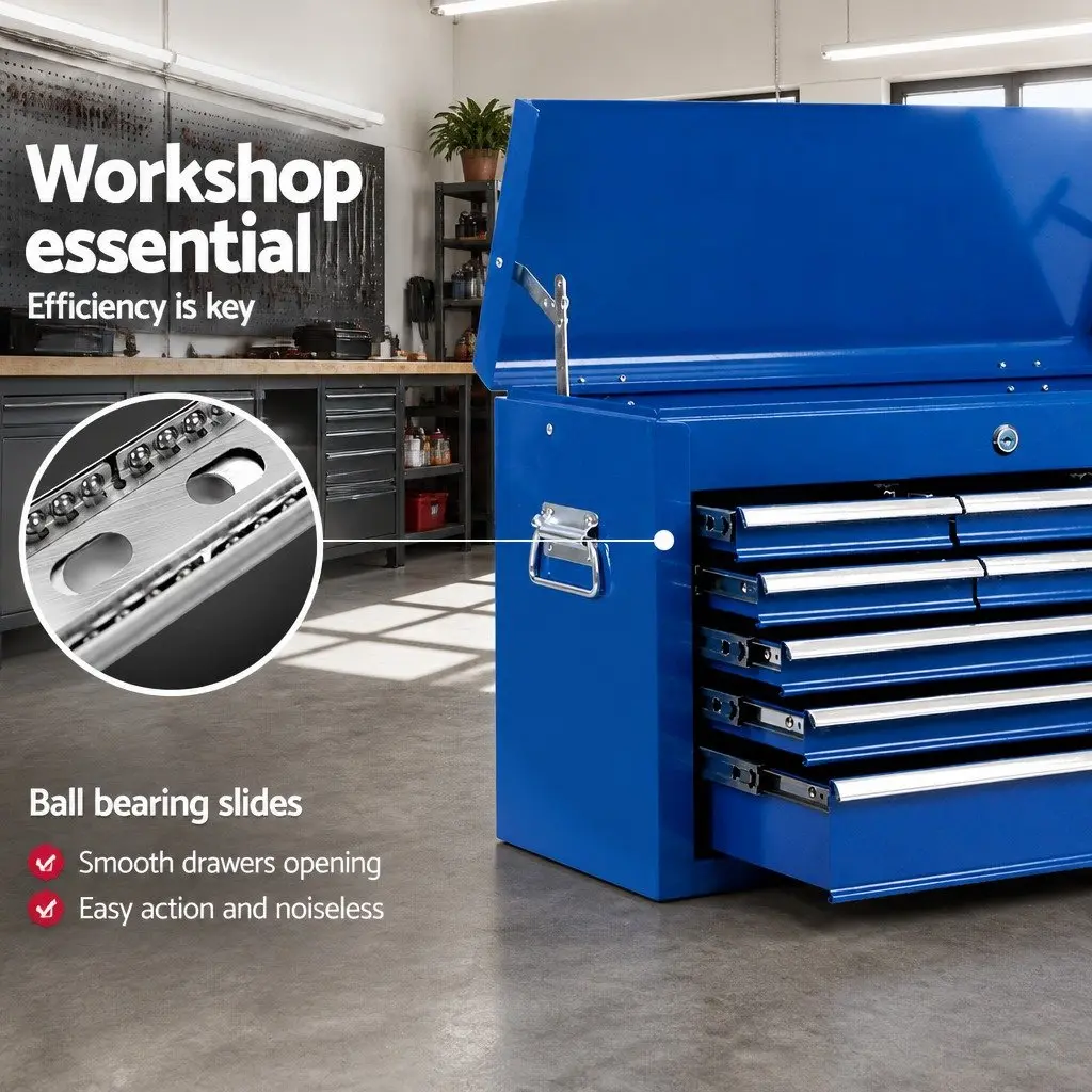 Tool Cabinet Multi-Drawer Storage Organizer 9 Drawer Blue Steel 60cm W x 26cm D x 38cm H