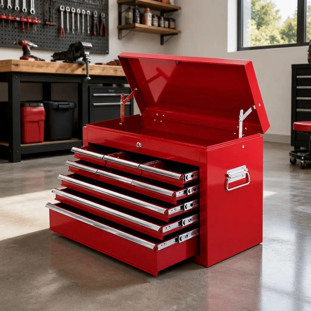 Tool Cabinet 9 Drawer Storage Organizer Red Steel 60cm W x 26cm D x 38cm H