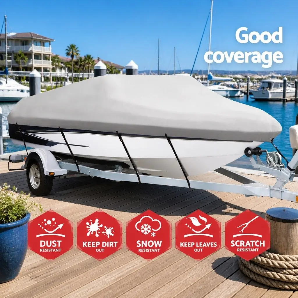 Boat Cover 14-16ft Trailerable Marine Grade 600D Polyester UV Mildew Resistant