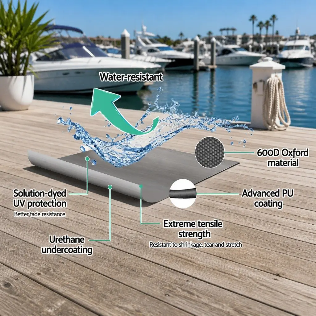 Boat Cover 14-16ft Trailerable Marine Grade 600D Polyester UV Mildew Resistant