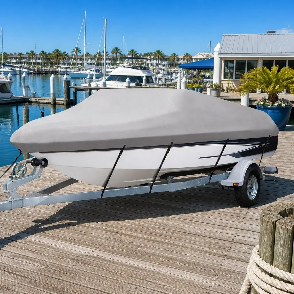 Boat Cover 14-16ft Trailerable Marine Grade 600D Polyester UV Mildew Resistant