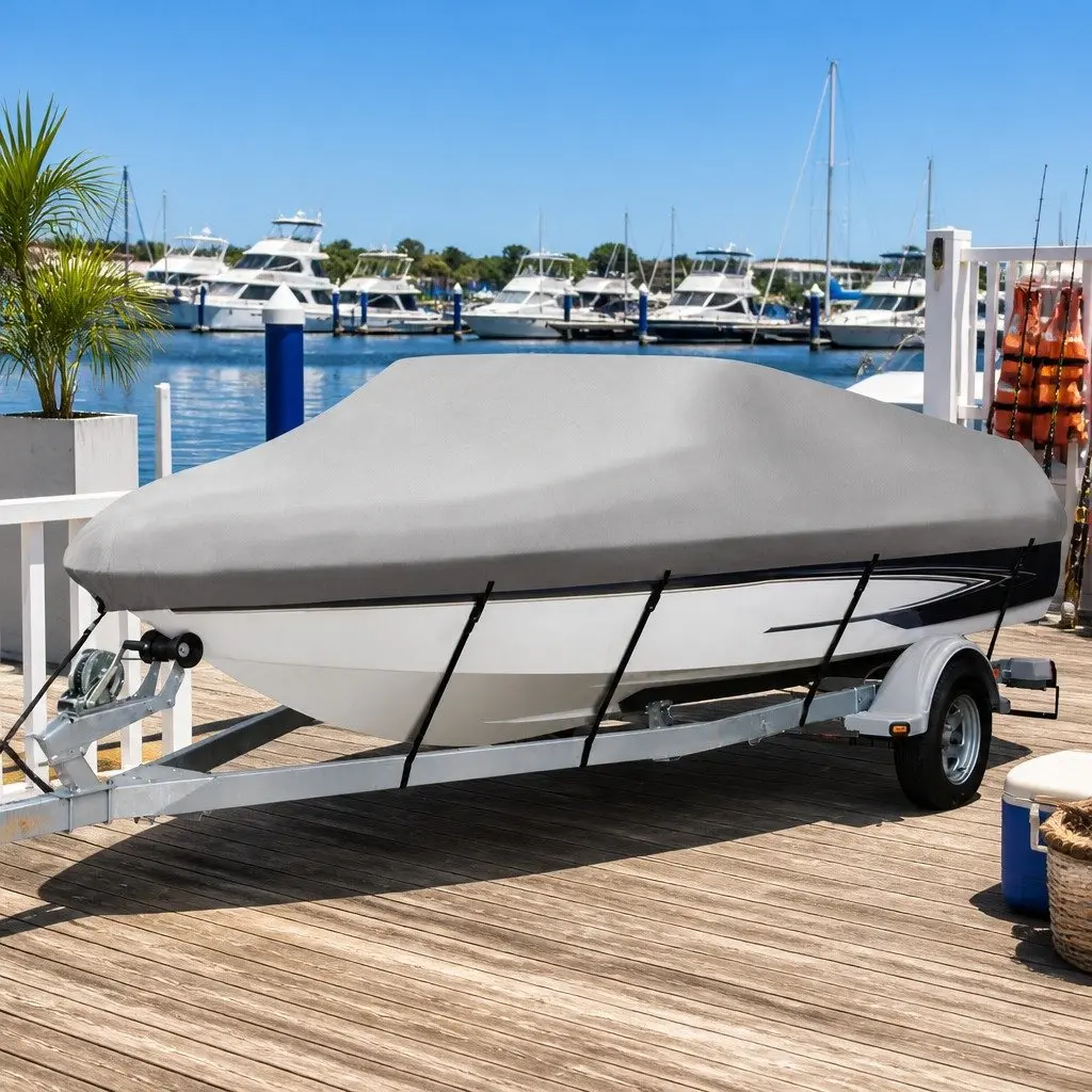 Boat Cover 16-18.5ft Trailerable Marine Grade 600D Polyester UV Mildew Resistant
