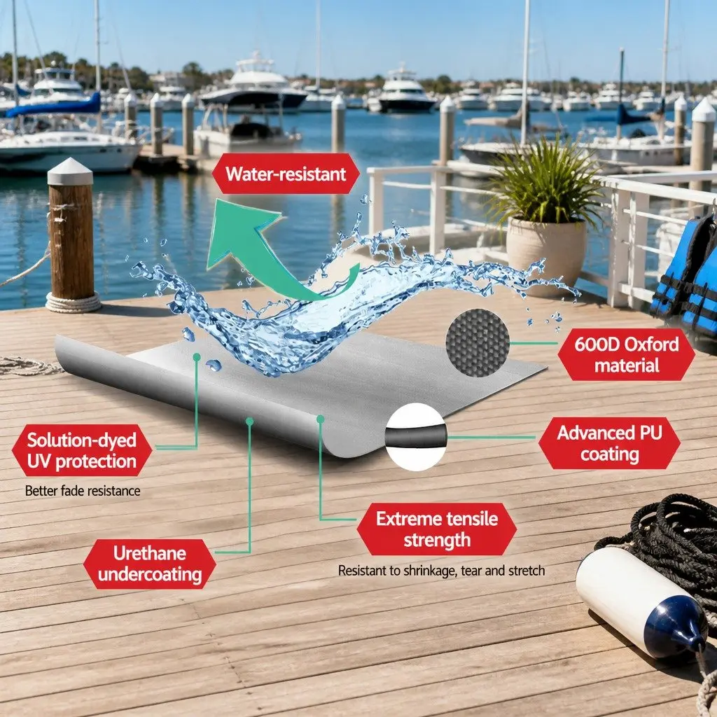 Boat Cover 16-18.5ft Trailerable Marine Grade 600D Polyester UV Mildew Resistant