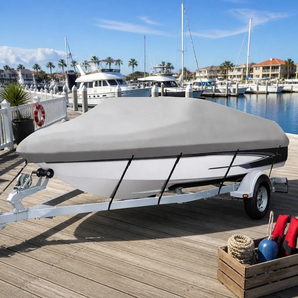 Boat Cover 16-18.5ft Trailerable Marine Grade 600D Polyester UV Mildew Resistant
