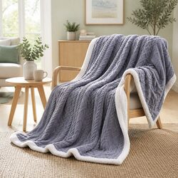 Double-Sided Fleece Throw Blanket 203x230cm Lightweight Sofa Couch Bed Warm Soft