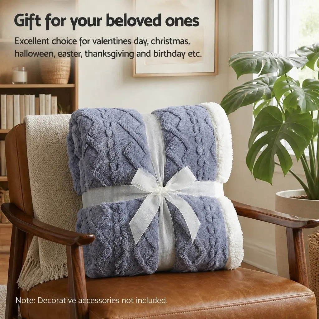 Double-Sided Fleece Throw Blanket Lightweight 203x230cm Warm Soft