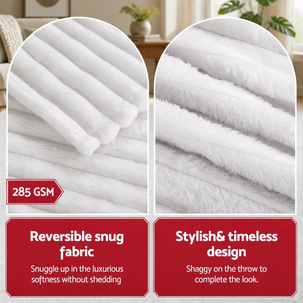 Throw Blanket 203x230cm Fleece Soft Lightweight Cozy Sofa Couch Bed Reversible