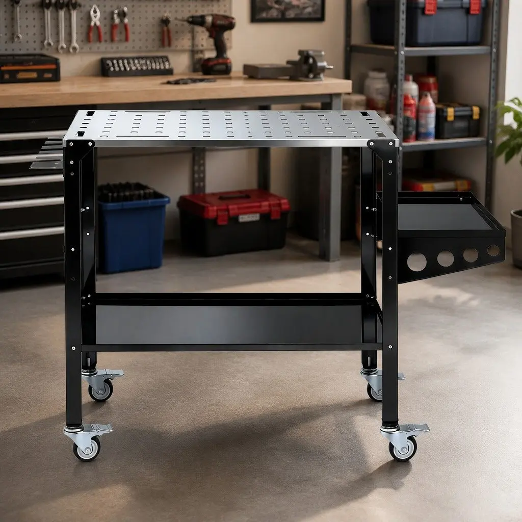 Welding Table Cart Mobile Workstation 130KG Capacity Tool Storage Lockable