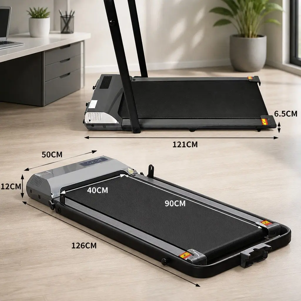 Under Desk Walking Treadmill Portable Foldable LED Display 121cm L x 50cm W x 12cm H