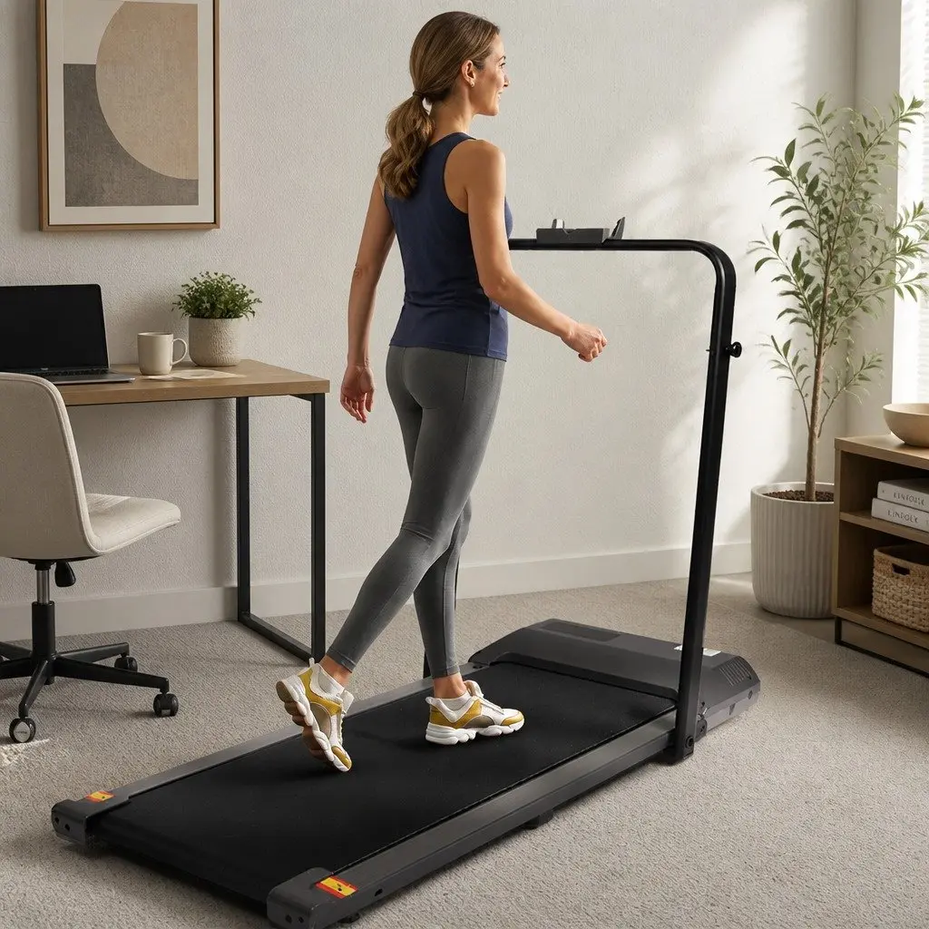 Under Desk Walking Treadmill Portable Foldable LED Display 121cm L x 50cm W x 12cm H