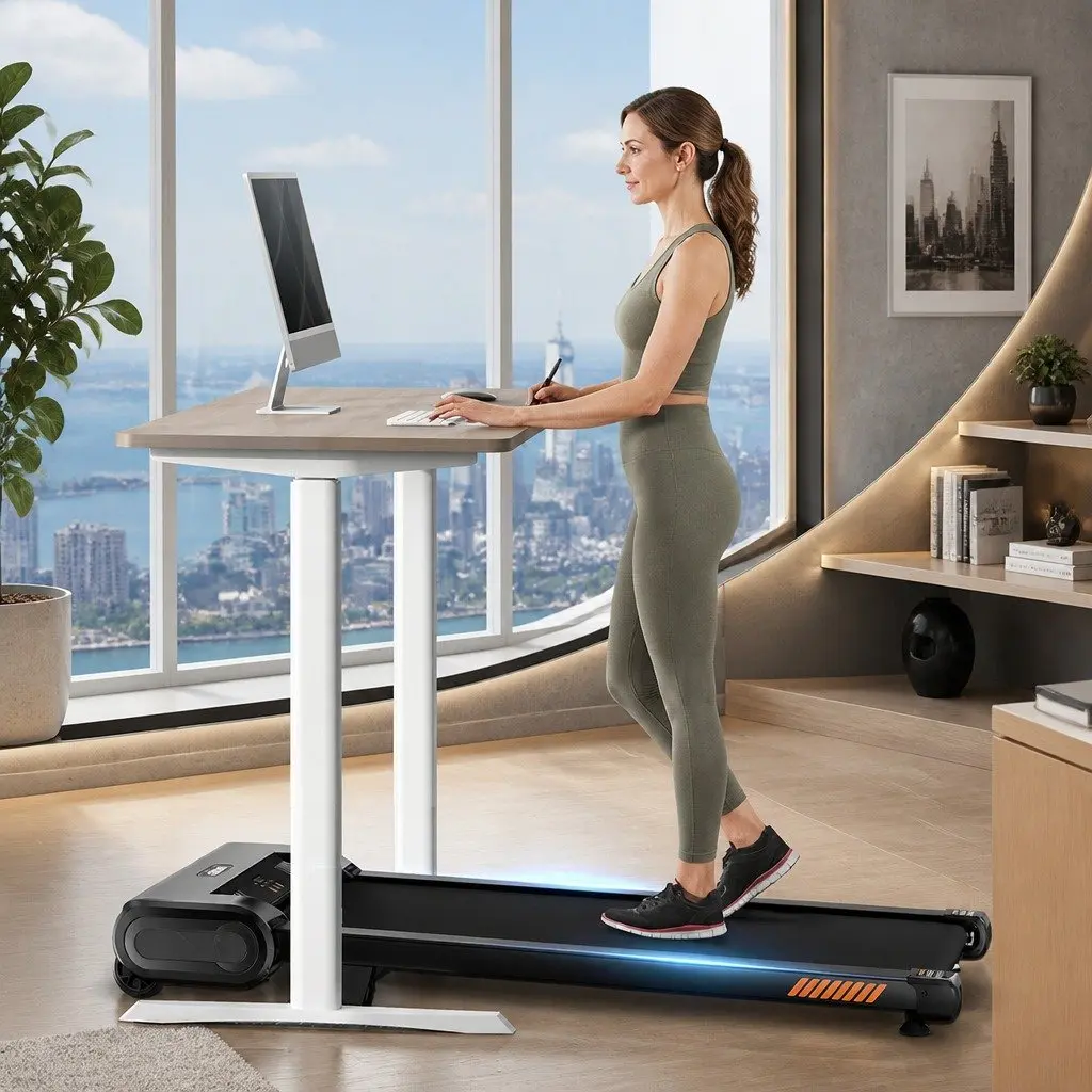 Automatic Incline Walking Pad Treadmill with 6 Levels Electric Motor Remote