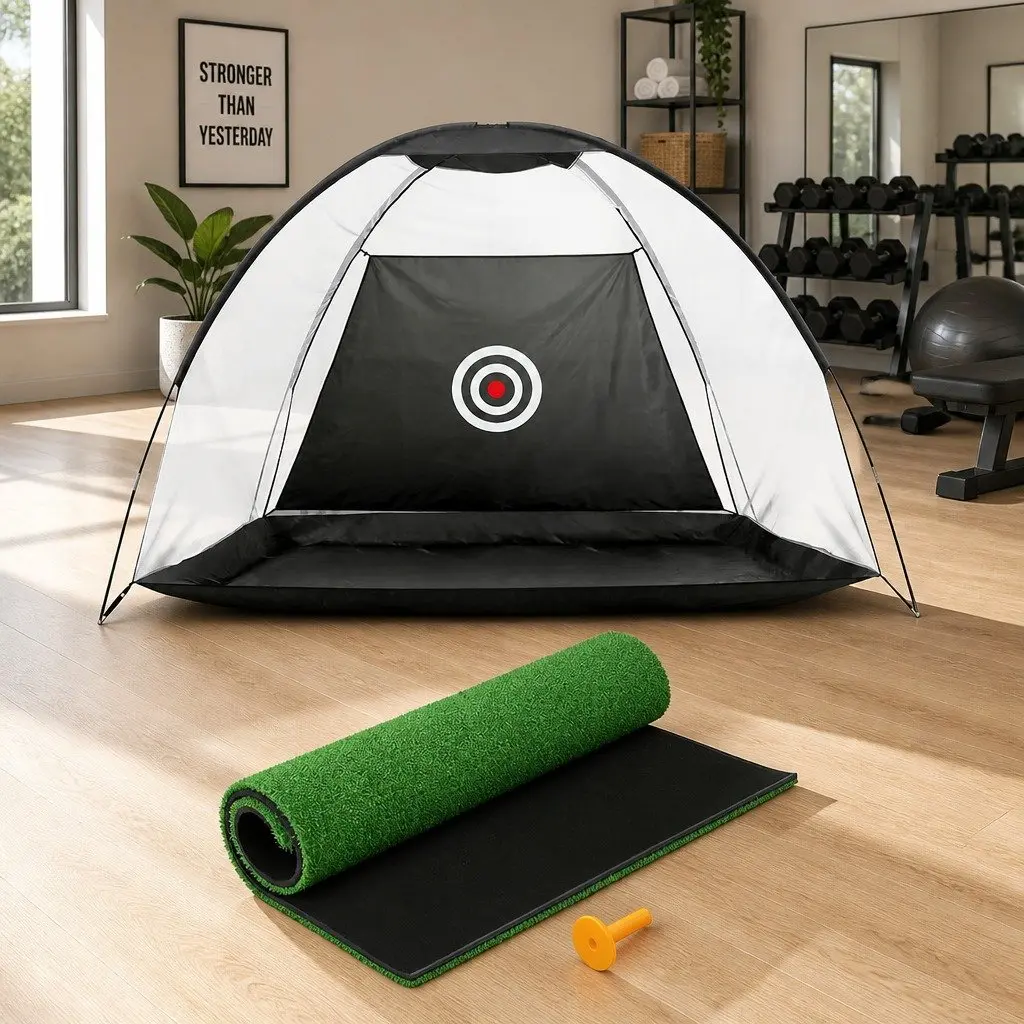 Golf Training Net Practice Mat Set Portable Indoor Outdoor 327 x 193 x 203 cm 80 x 60 cm
