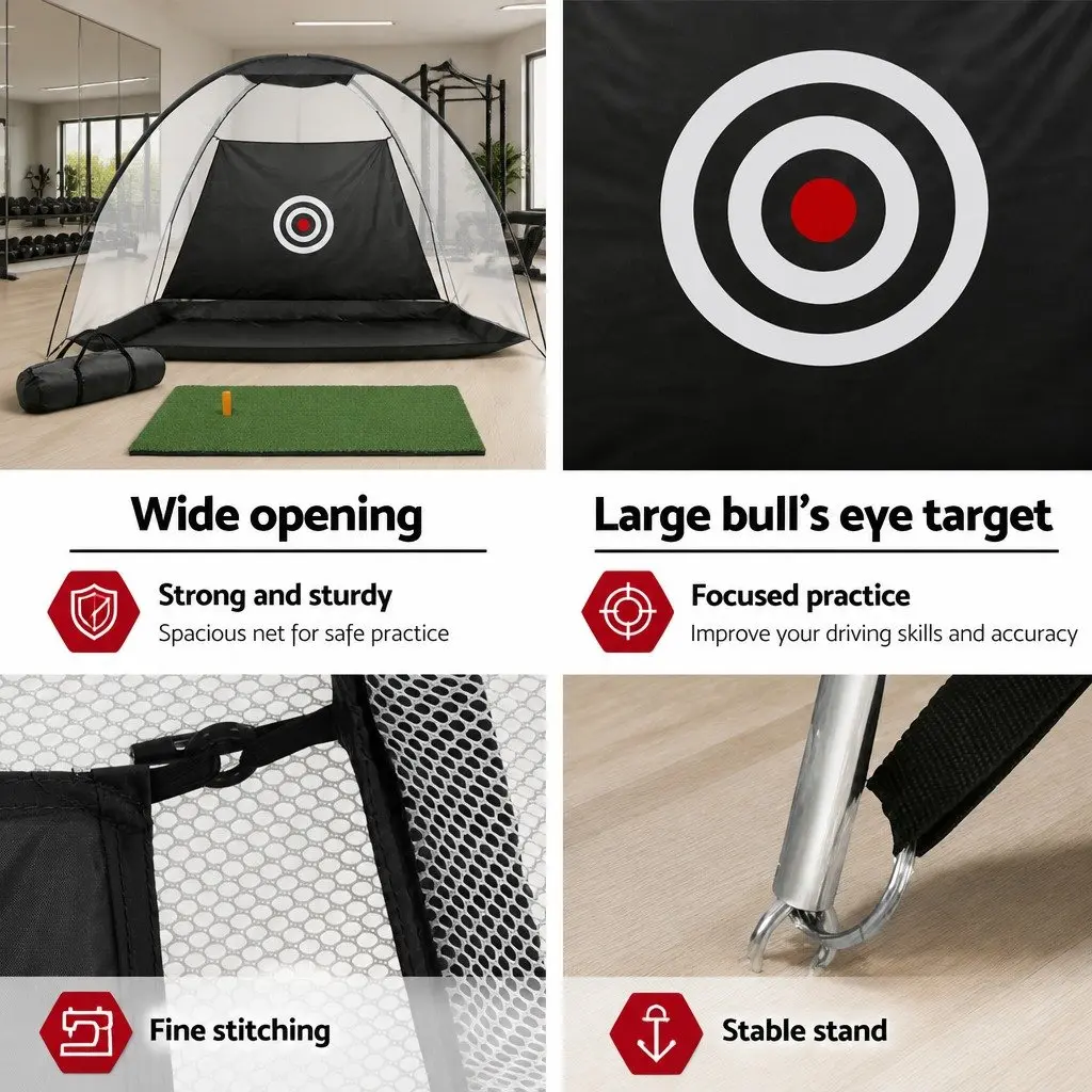 Golf Training Net Practice Mat Set Portable Indoor Outdoor 327 x 193 x 203 cm 80 x 60 cm