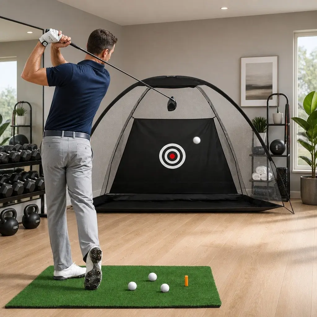 Golf Training Net Practice Mat Set Portable Indoor Outdoor 327 x 193 x 203 cm 80 x 60 cm