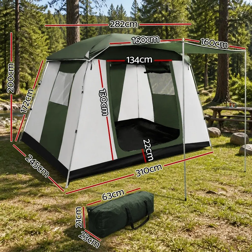 6 Person Camping Tent Dome Hiking Beach Shelter Family Outdoor Green White