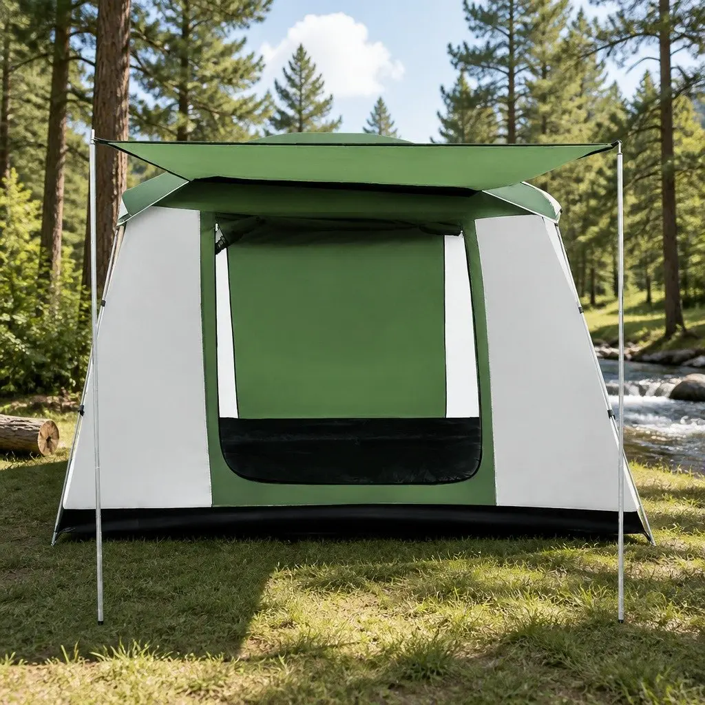 6 Person Camping Tent Dome Hiking Beach Shelter Family Outdoor Green White