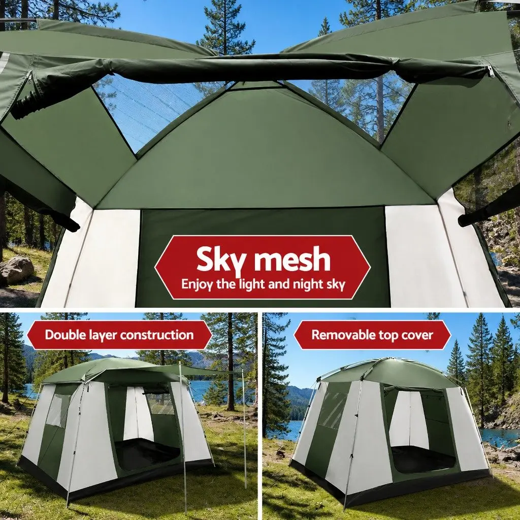 6 Person Camping Tent Dome Hiking Beach Shelter Family Outdoor Green White