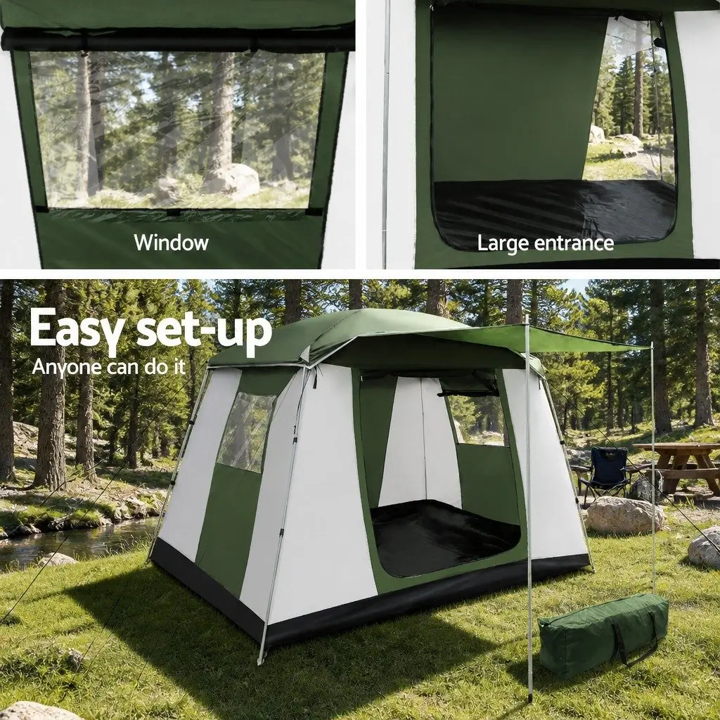 6 Person Camping Tent Dome Hiking Beach Shelter Family Outdoor Green White