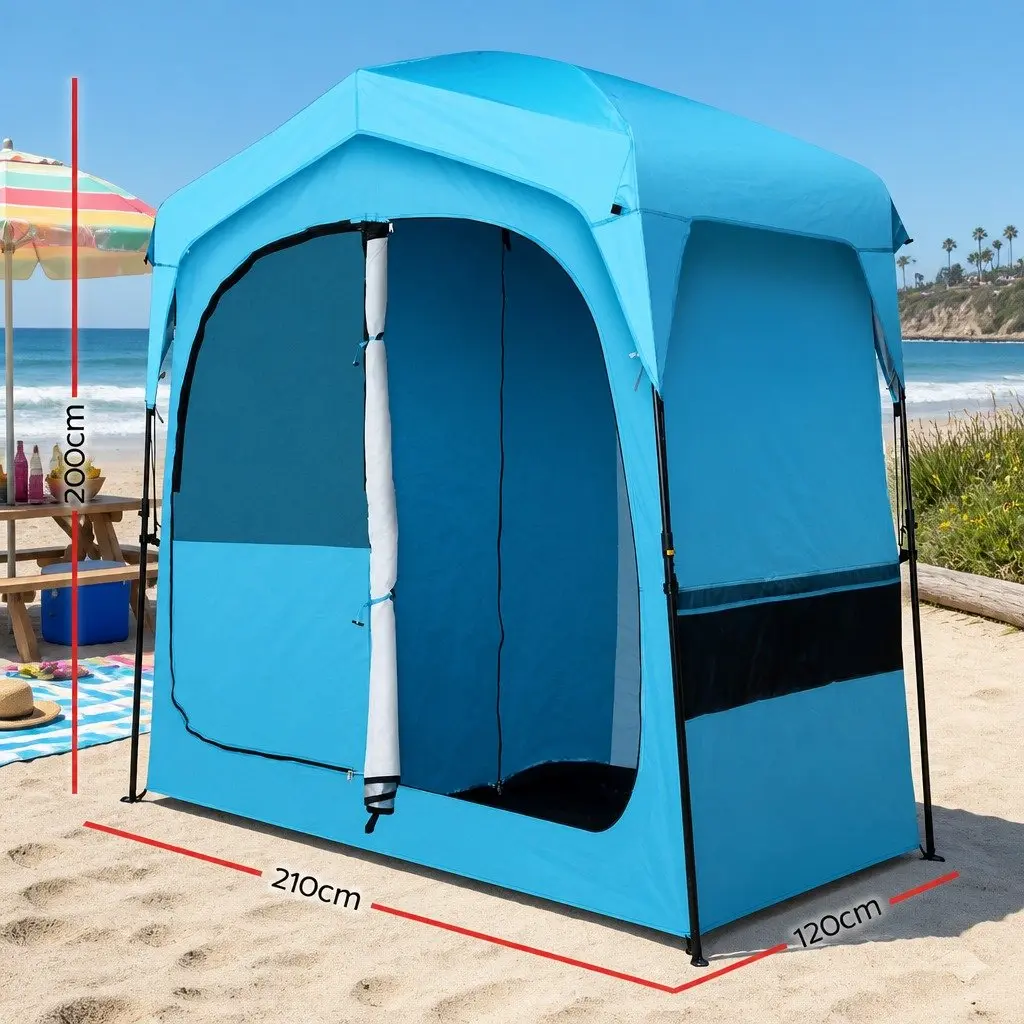 Double Camping Shower Toilet Tent Fast Set Up Outdoor Change Room Privacy