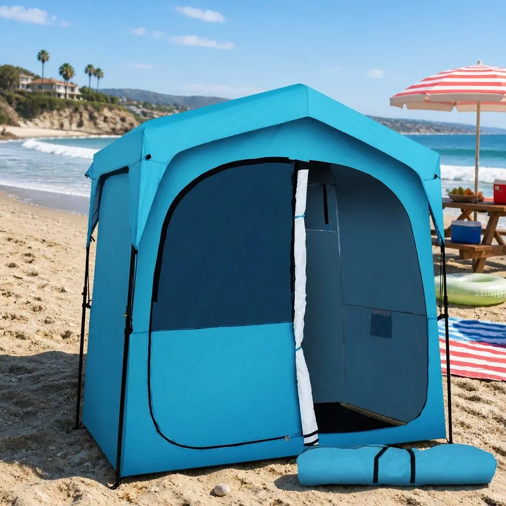 Double Camping Shower Toilet Tent Fast Set Up Outdoor Change Room Privacy
