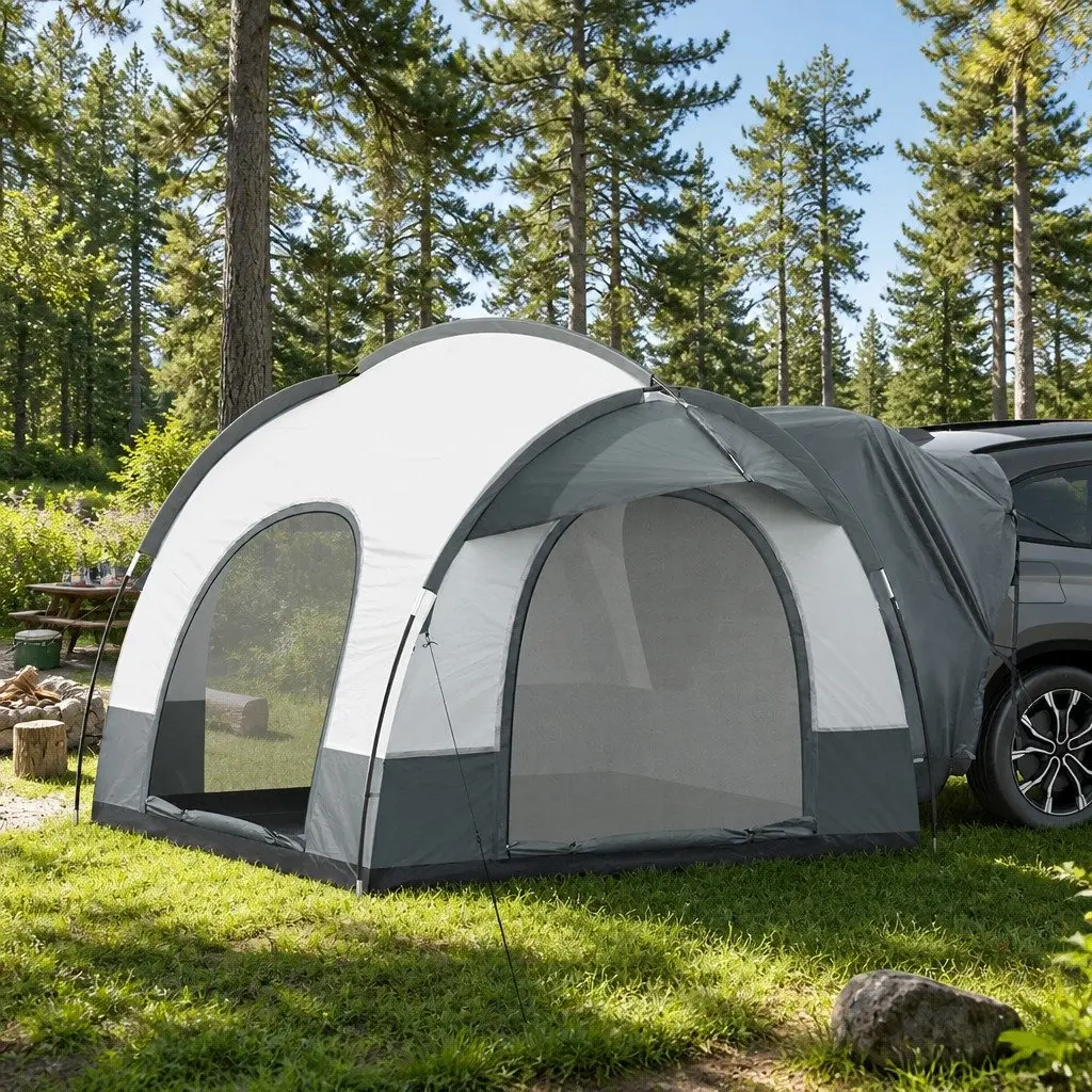 Car Rear Extension Camping Tent Portable Water-resistant Grey 250x200x200 cm