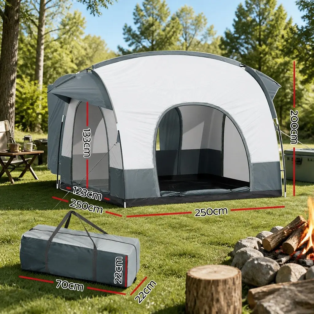 Car Rear Extension Camping Tent Portable Water-resistant Grey 250x200x200 cm