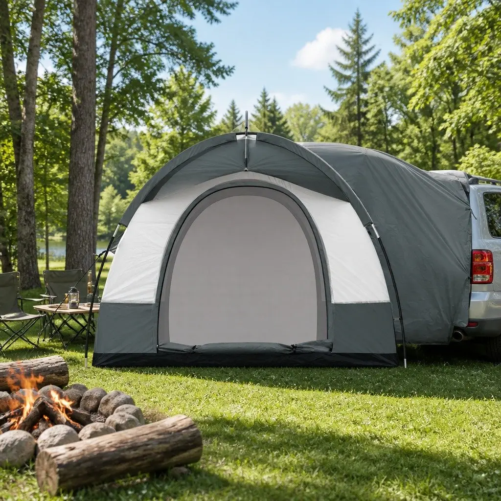 Car Rear Extension Camping Tent Portable Water-resistant Grey 250x200x200 cm