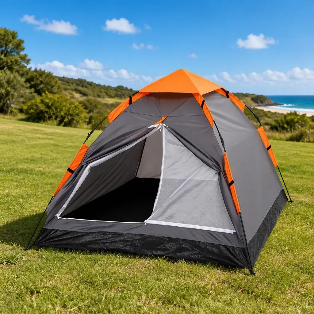 2 Person Instant Pop Up Camping Tent Automatic Waterproof Hiking Beach Grey