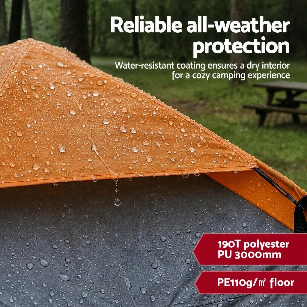 2 Person Waterproof Pop Up Camping Tent Automatic Grey Lightweight Instant Setup