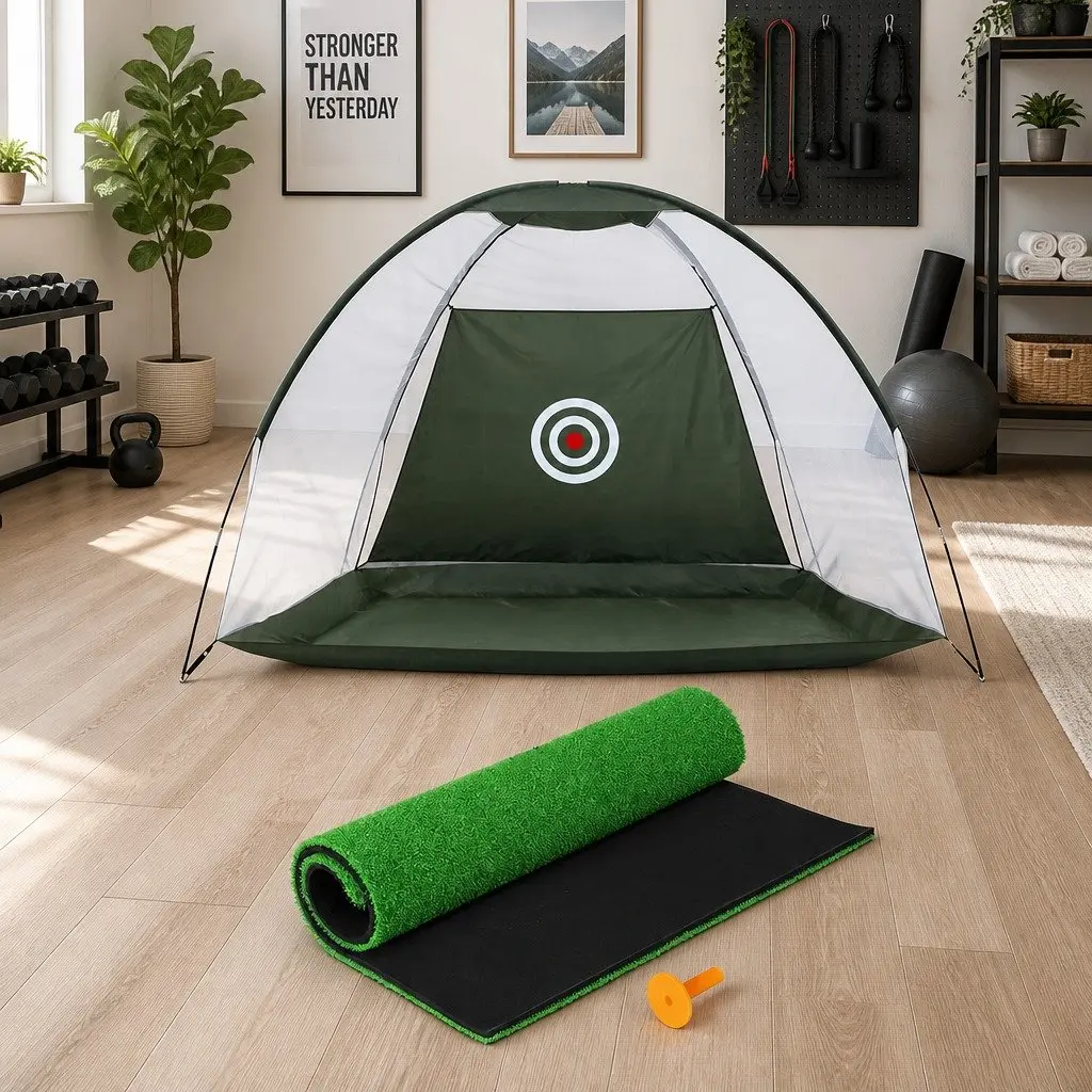 Golf Practice Net and Training Mat Set Indoor Outdoor Home Use 327 x 193 x 203 cm 80 x 60 cm