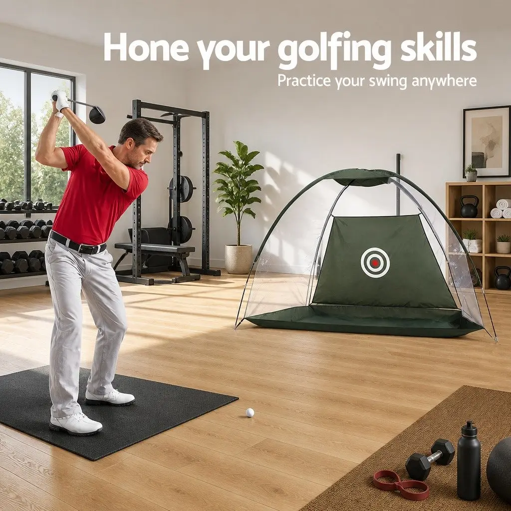 Golf Practice Net and Training Mat Set Indoor Outdoor Home Use 327 x 193 x 203 cm 80 x 60 cm