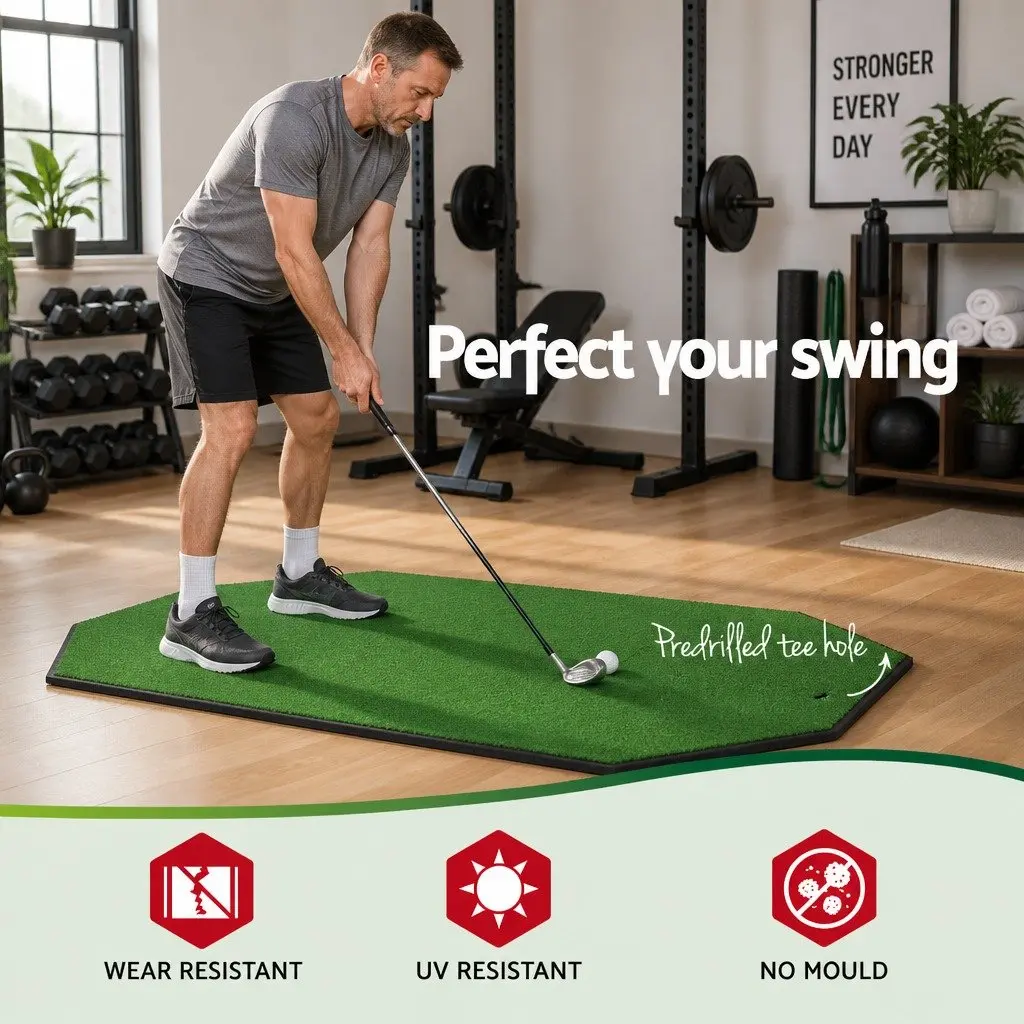 Golf Practice Net and Training Mat Set Indoor Outdoor Home Use 327 x 193 x 203 cm 80 x 60 cm
