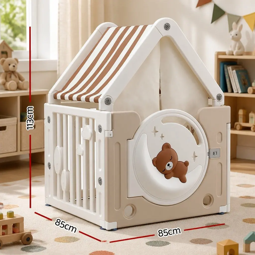 Kids Play Tent Castle Indoor Outdoor with Floor Mat 85cm L x 85cm W x 113cm H