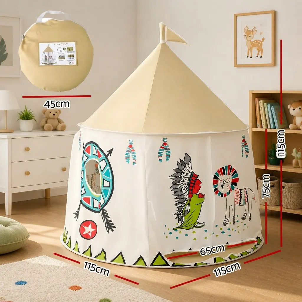 Kids Play Tent Playhouse Castle with Window Door Carry Bag 115cm Multicolour