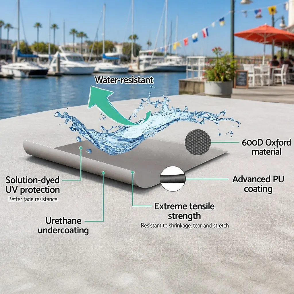 Boat Cover for 17-19ft Trailerable Jumbo 600D Marine Heavy Duty Protection Grey