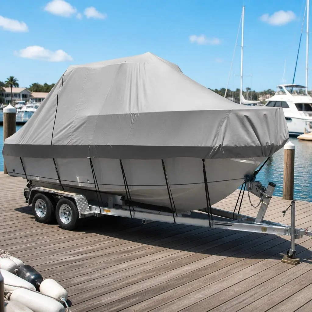 Boat Cover 19-21ft Trailerable Marine Grade Heavy Duty Grey Water Craft